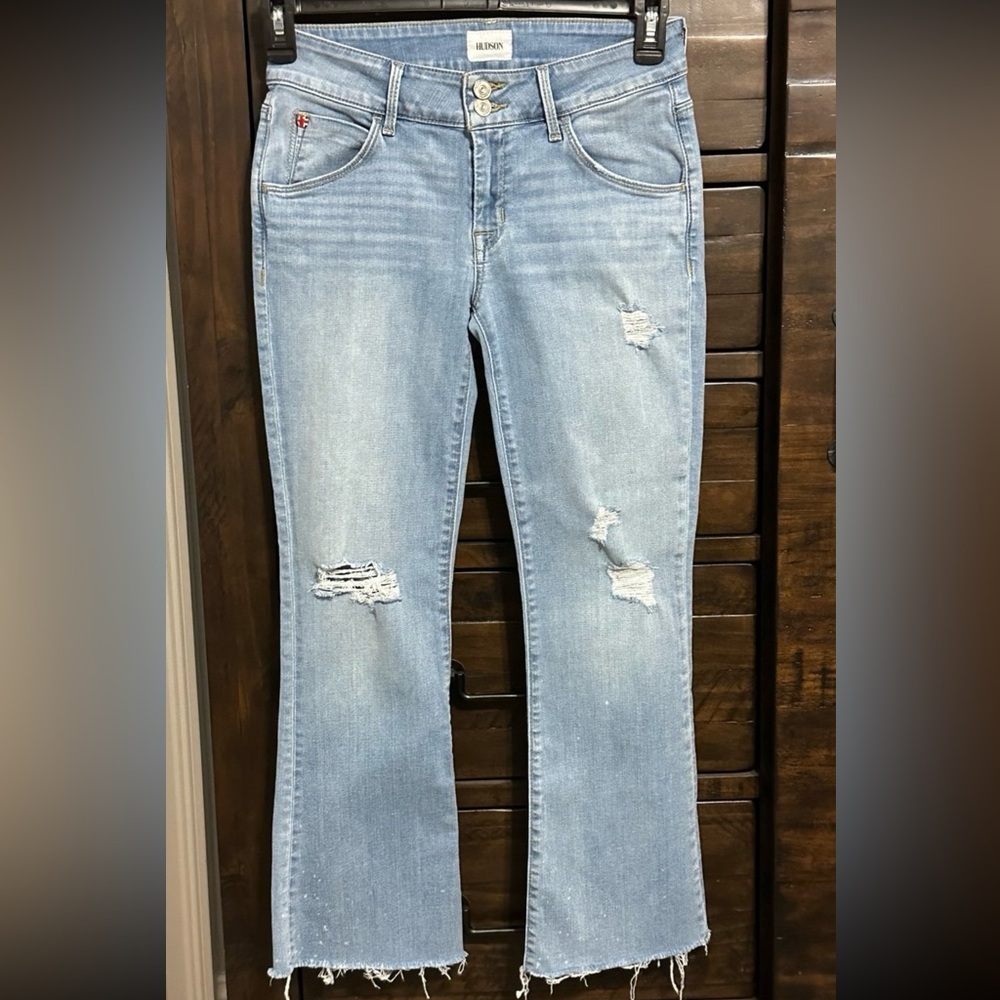 Hudson jeans Collin size 27 raw hem Light Blue Distressed Women Jeans